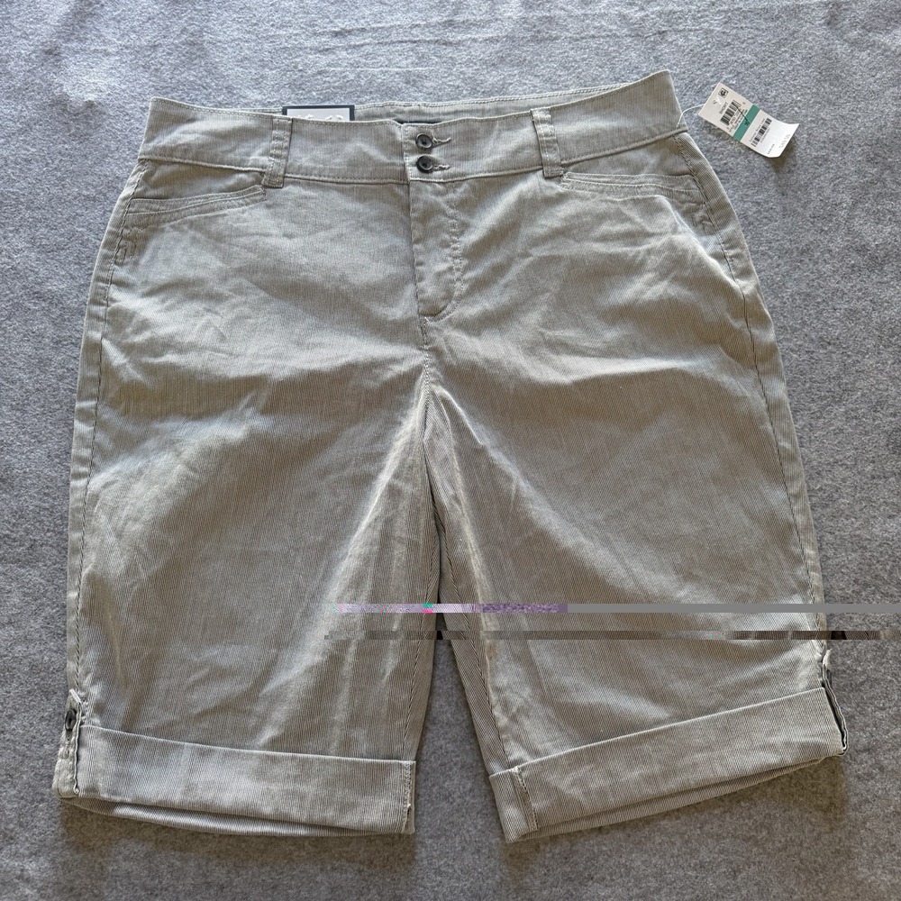 Charter Club Women's Bermuda Shorts Classic Blue & White Stripes Size 16 NWT
